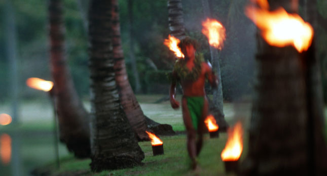 Traditional Luau Torchlighting